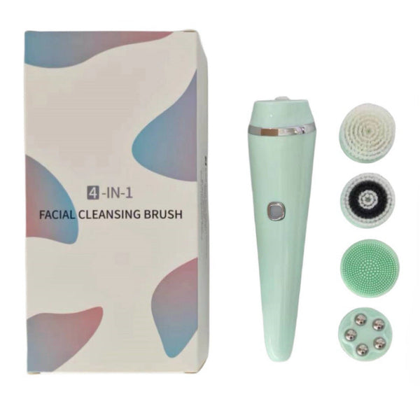 4 In 1 Electric Facial Cleansing Brush & Massager Ipx6 Waterproof 3 Speeds Bi Directional Spin Usb Rechargeable(Light Green) Facial Cleansing Devices