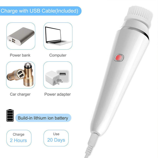 4 In 1 Electric Facial Cleansing Brush & Massager Ipx6 Waterproof 3 Speeds Bi Directional Spin Usb Rechargeable(Light Green) Facial Cleansing Devices