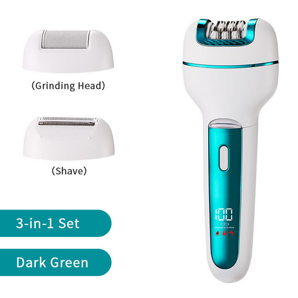 3 In 1 Ladies Electric Epilator Shaver & Callus Remover With Led Display Rechargeable Waterproof(Light Green) Epilators & Electrolysis
