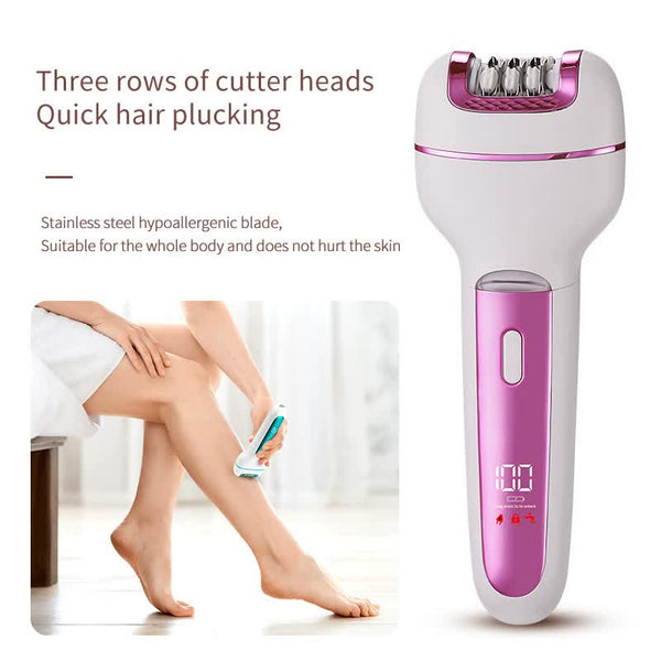 3 In 1 Ladies Electric Epilator Shaver & Callus Remover With Led Display Rechargeable Waterproof(Light Green) Epilators & Electrolysis
