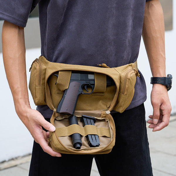 Tactical Waist Pack & Concealed Carry Bag Multi Pocket Fanny With Adjustable Strap Khaki Waist Packs & Bags