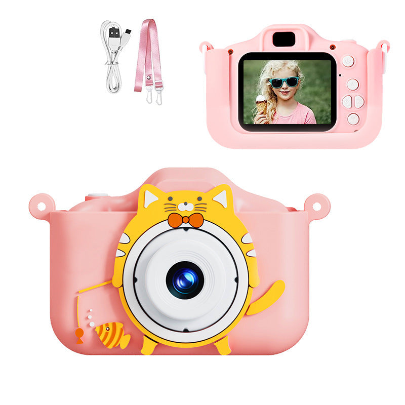 Digital Camera With Cute Cat Silicone Case Dual Lens 96Mp Hd Screen & Music Playback(Pink) Digital Cameras