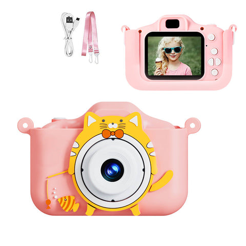 Digital Camera With Cute Cat Silicone Case Dual Lens 96Mp Hd Screen & Music Playback(Pink) Digital Cameras
