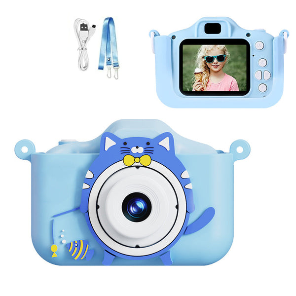 Digital Camera With Cute Cat Silicone Case Dual Lens 96Mp Hd Screen & Music Playback(Blue) Digital Cameras