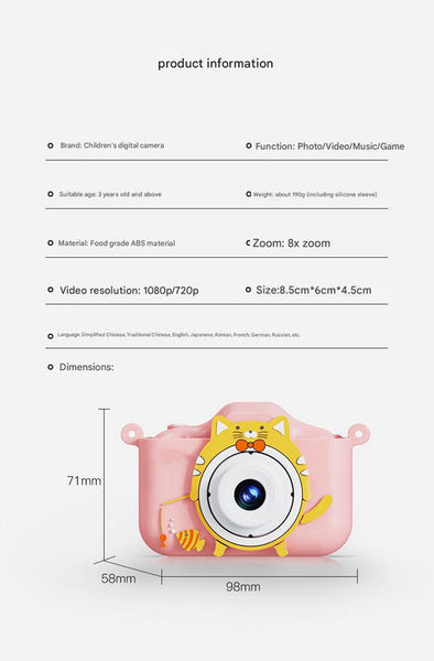 Digital Camera With Cute Cat Silicone Case Dual Lens 96Mp Hd Screen & Music Playback(Blue) Digital Cameras