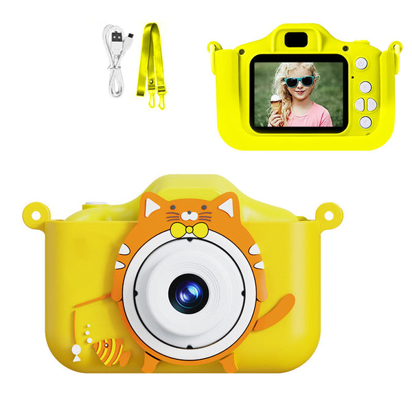 Digital Camera With Cute Cat Silicone Case Dual Lens 96Mp Hd Screen & Music Playback(Yellow) Digital Cameras