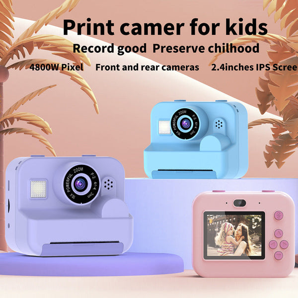 Instant Print Camera 48Mp Dual Lens 2.4" Ips Screen Thermal Printing(Blue) Instant Cameras