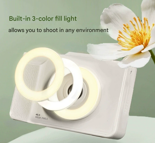 48Mp Student Digital Camera With 180 Flip Screen & 3 Setting Fill Light(White) Digital Cameras