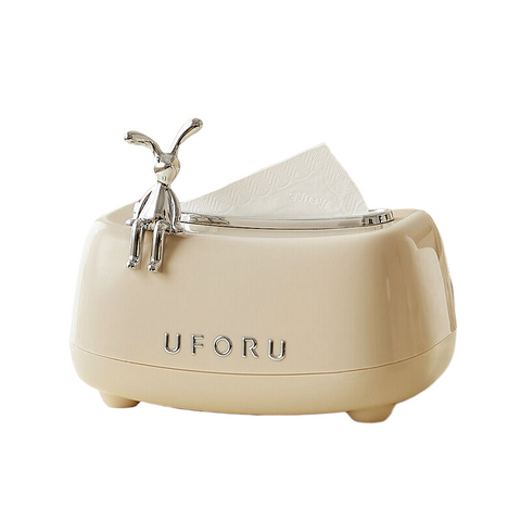 Elosung Cream White Tissue Box+Rabbit 21Cm X 13.8Cm 11.5Cm Tissue Box Covers