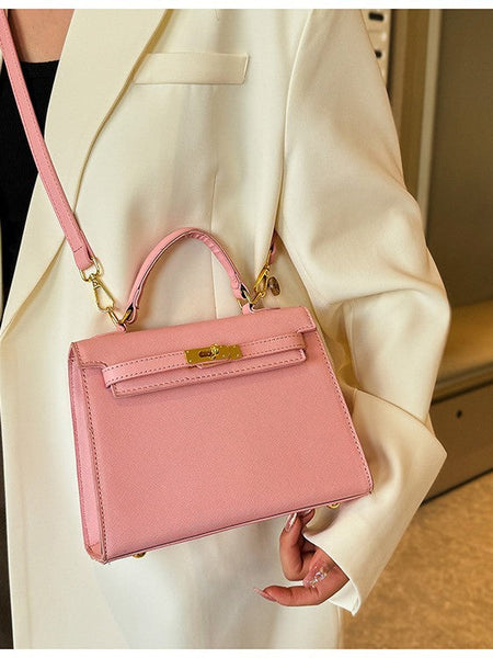 Elegant Pu Leather Top Handle Satchel Bag Versatile Crossbody & Shoulder Bag(Pink) Women's Bags & Handbags