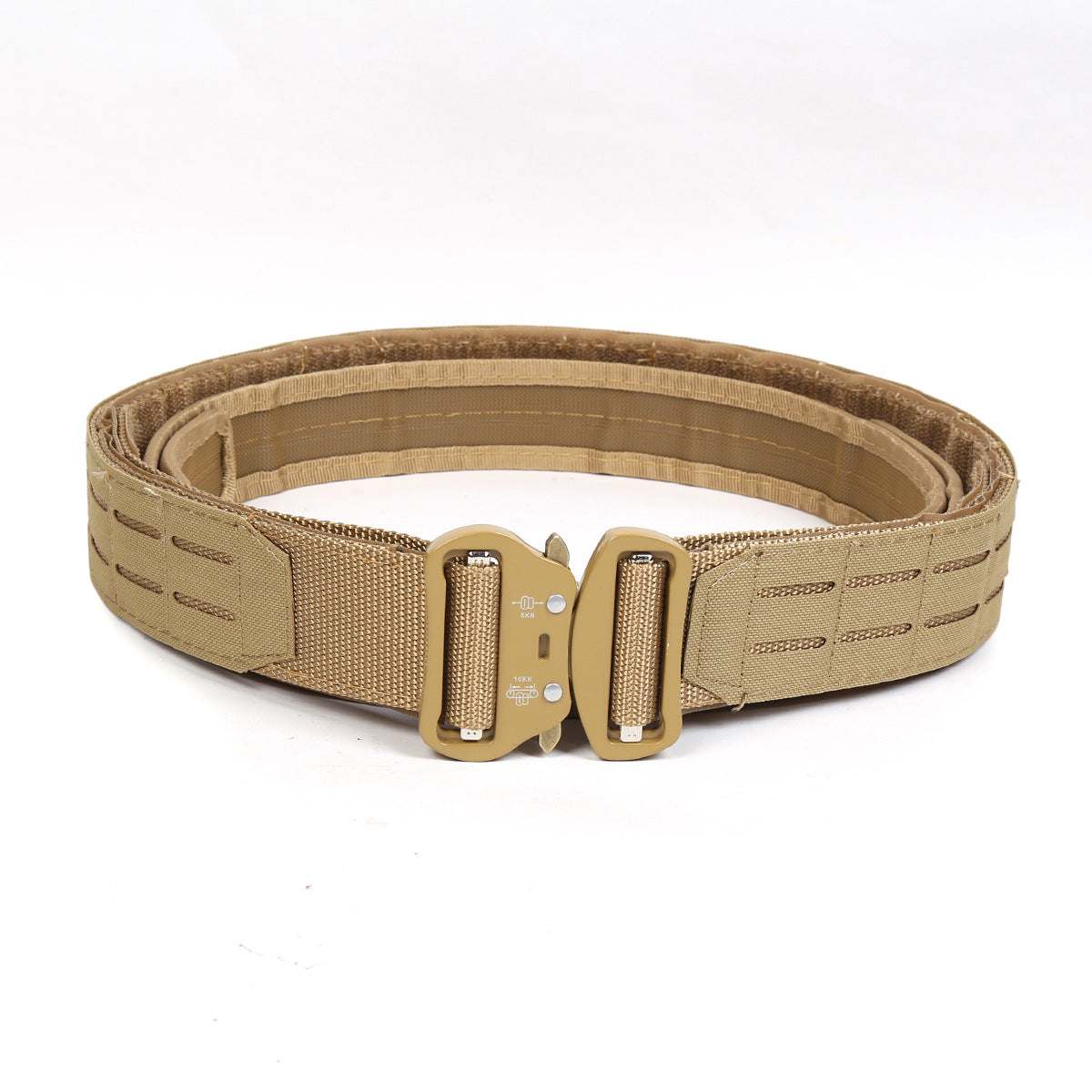 Dual Layer Quick Release Tactical Belt Attachment System Alloy Cobra Buckle Adjustable Nylon(Khaki) Belts