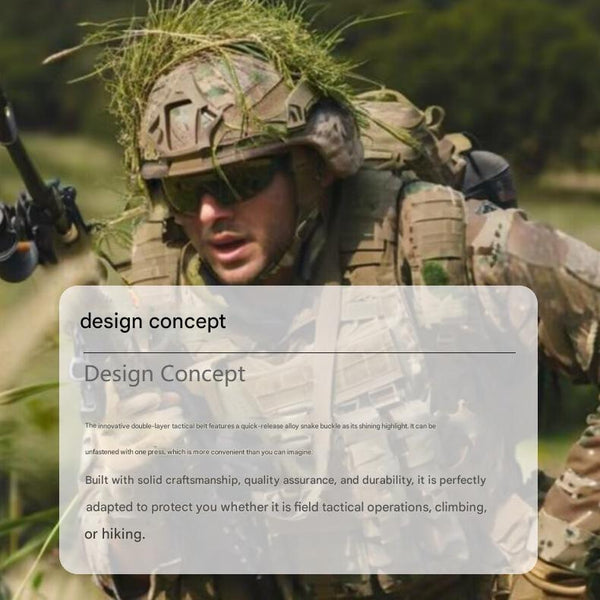 Dual Layer Quick Release Tactical Belt Attachment System Alloy Cobra Buckle Adjustable Nylon(Khaki) Belts