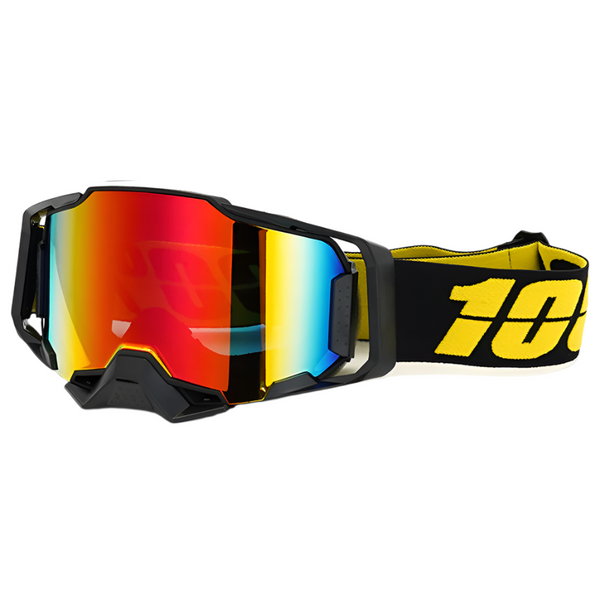 Professional Motocross Ski Goggles Hiper Lens Tpu Frame Black With Yellow Belt Red Goggles & Sunglasses