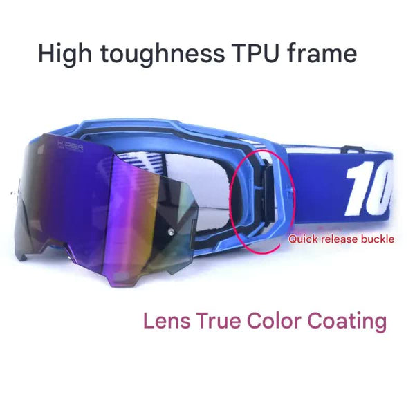 Professional Motocross Ski Goggles Hiper Lens Tpu Frame Black With Yellow Belt Red Goggles & Sunglasses