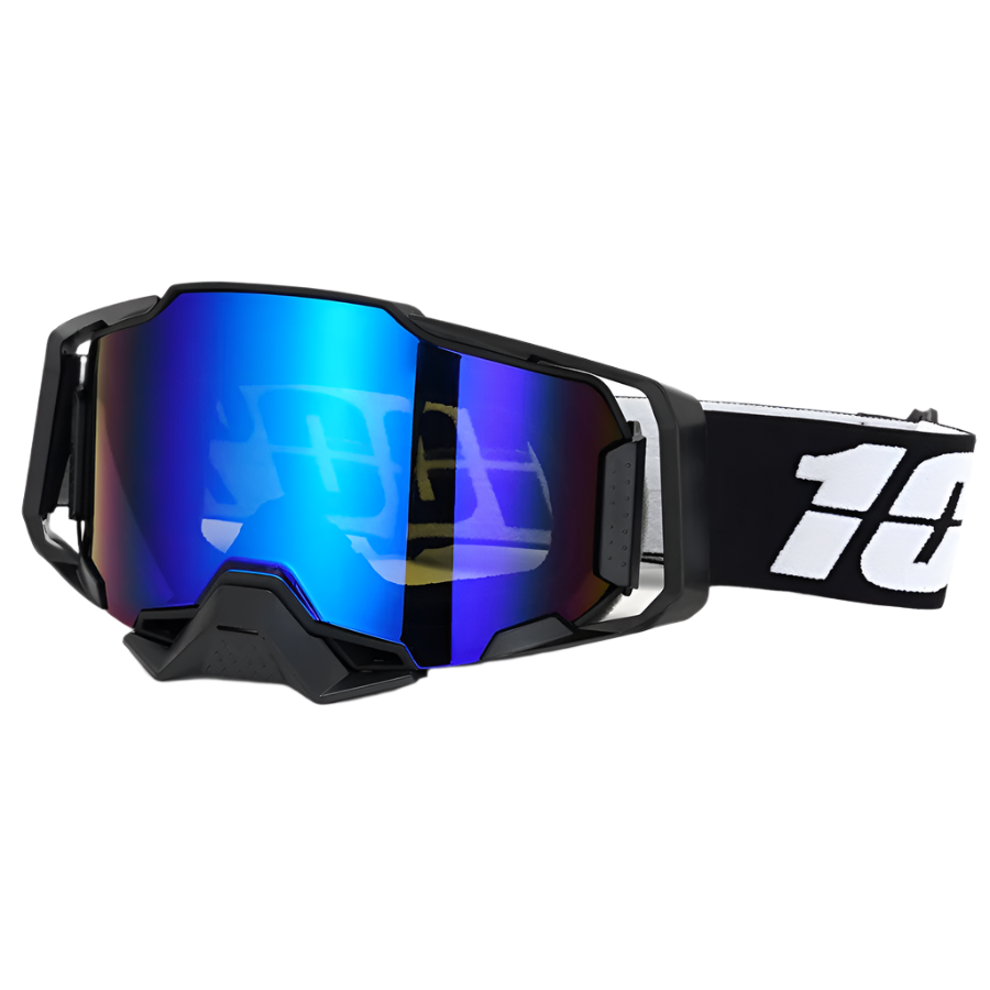 Professional Motocross Ski Goggles Hiper Lens Tpu Frame Black With White Belt Blue Goggles & Sunglasses