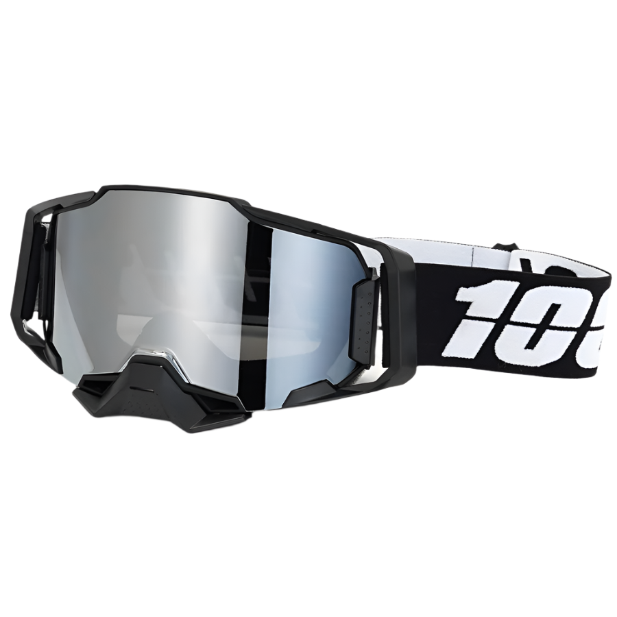 Professional Motocross Ski Goggles Hiper Lens Tpu Frame Black With White Belt Silver Goggles & Sunglasses