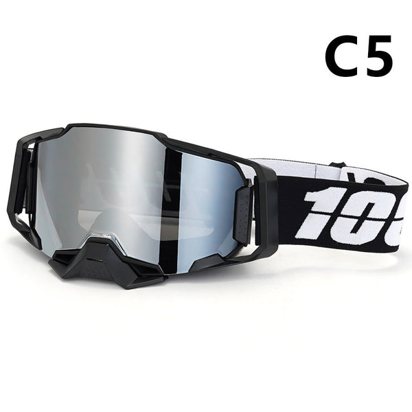 Professional Motocross Ski Goggles Hiper Lens Tpu Frame Black With White Belt Silver Goggles & Sunglasses