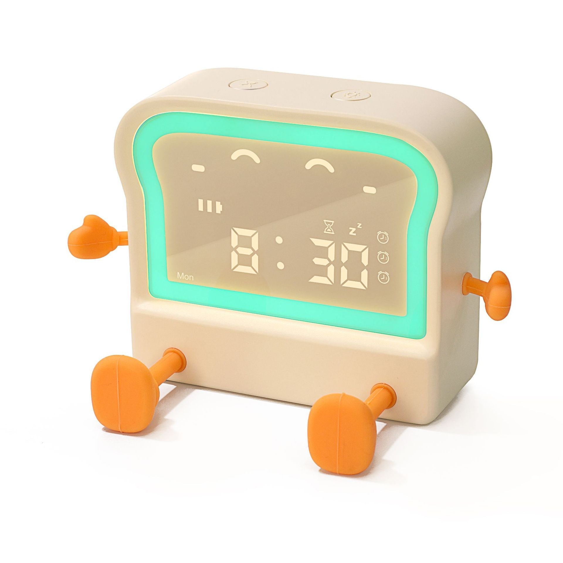 Adorable Toast Shaped Digital Alarm Clock With Night Light & Phone Stand Multifunctional Kids Milky Alarm Clocks & Clock Radios
