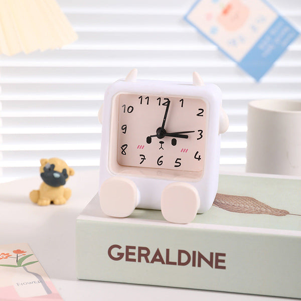 Adorable Cartoon Animal Alarm Clock Silent Quartz Movement Loud Battery Operated(White) Alarm Clocks & Clock Radios