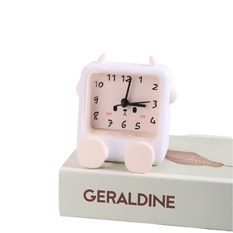 Adorable Cartoon Animal Alarm Clock Silent Quartz Movement Loud Battery Operated(White) Alarm Clocks & Clock Radios