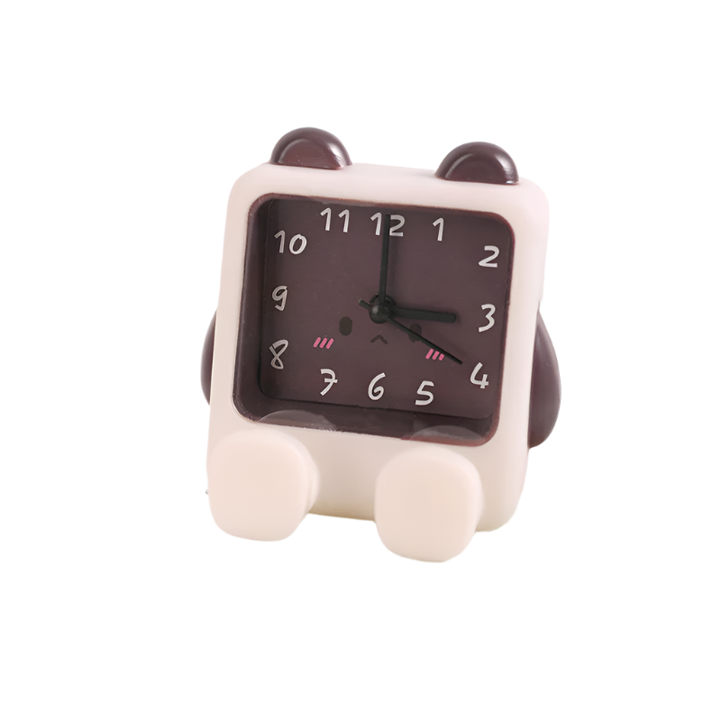 Adorable Cartoon Animal Alarm Clock Silent Quartz Movement Loud Battery Operated(White Brown) Alarm Clocks & Clock Radios