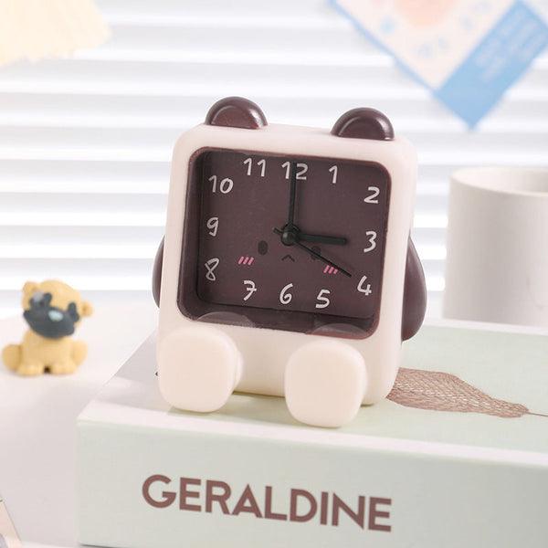 Adorable Cartoon Animal Alarm Clock Silent Quartz Movement Loud Battery Operated(White Brown) Alarm Clocks & Clock Radios