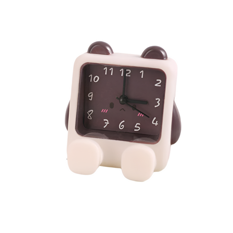Adorable Cartoon Animal Alarm Clock Silent Quartz Movement Loud Battery Operated(White Brown) Alarm Clocks & Clock Radios