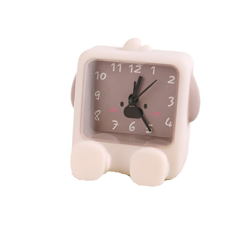 Adorable Cartoon Animal Alarm Clock Silent Quartz Movement Loud Battery Operated(Beige) Alarm Clocks & Clock Radios