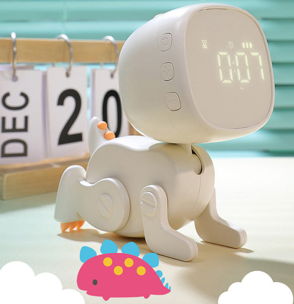 Adorable Dinosaur Alarm Clock & Visual Timer Kids' Wake Up Helper With Night Light & Multiple Ringtones White Alarm Clocks & Clock Radios