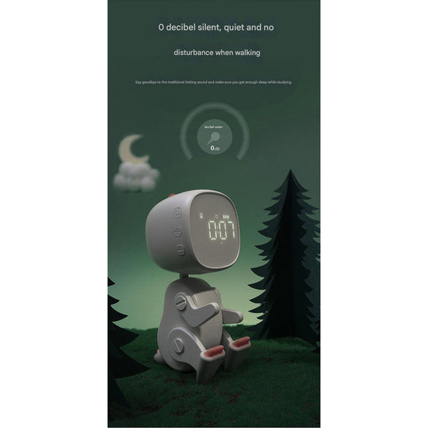 Adorable Dinosaur Alarm Clock & Visual Timer Kids' Wake Up Helper With Night Light & Multiple Ringtones White Alarm Clocks & Clock Radios