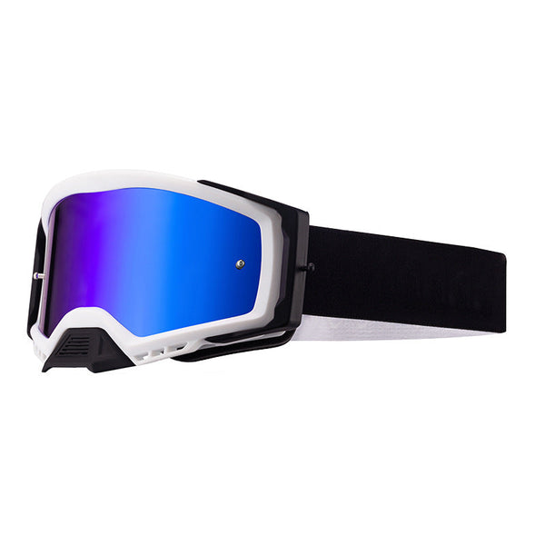 Panoramic Outdoor Sports Goggles Uv Protection Windproof Anti Fog & Impact Resistant(Blue And White Frame + Film) Sunglasses Goggles