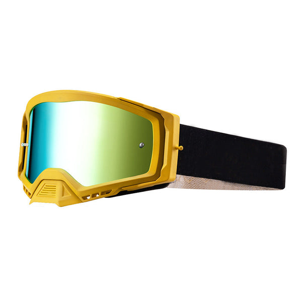 Panoramic Outdoor Sports Goggles Uv Protection Windproof Anti Fog & Impact Resistant(Yellow Frame + Green Film) Sunglasses Goggles