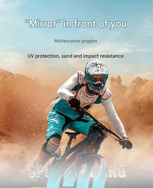 Panoramic Outdoor Sports Goggles Uv Protection Windproof Anti Fog & Impact Resistant(Yellow Frame + Green Film) Sunglasses Goggles