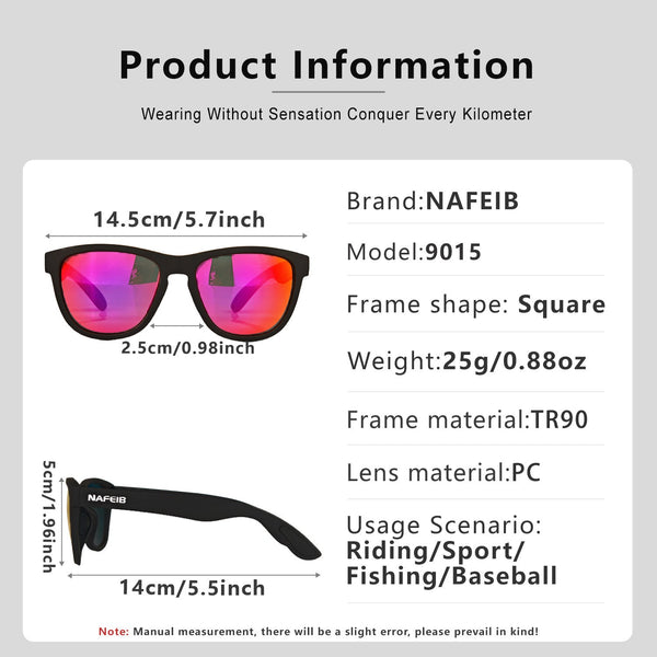 Nafeib Polarized Sports Lightweight Tr90 Frame Uv400 Protection For Riding & Outdoor Activities Transparent Sunglasses