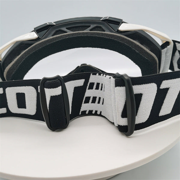 Performance Motocross & Off Road Goggles Increased Impact Protection With Lens Lock System White And Red Frame Transparent Piece Sunglasses Goggles