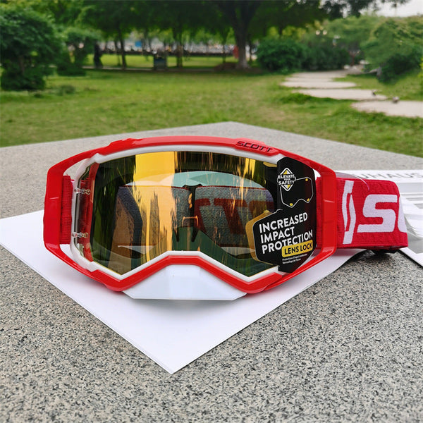 Performance Motocross & Off Road Goggles Increased Impact Protection With Lens Lock System(Red Frame Film) Sunglasses Goggles