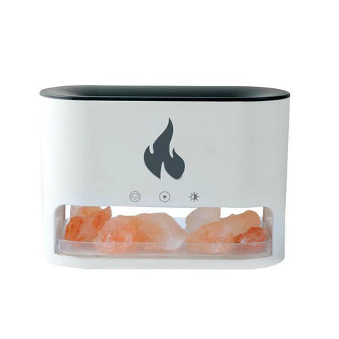 Himalayan Salt Stone Flame Aroma Diffuser & Humidifier 7 Light Options Ultrasonic Auto Shut Off(White) Diffusers