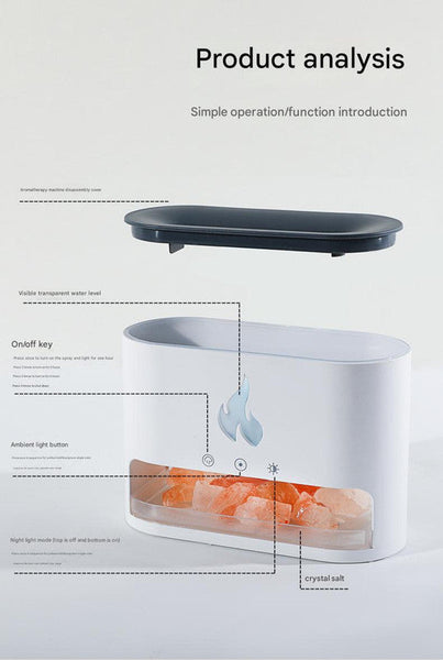 Himalayan Salt Stone Flame Aroma Diffuser & Humidifier 7 Light Options Ultrasonic Auto Shut Off(White) Diffusers