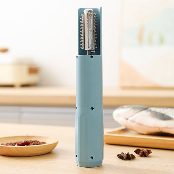 Electric Fish Scaler Waterproof Stainless Steel Brushless Motor Infinitely Variable Speed(Blue) Other Kitchen Gadgets