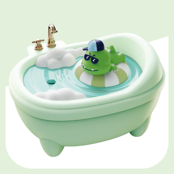 Adorable Bathtub Humidifier With Colorful Night Light Usb 340Ml Auto Shut Off(Green Dragon) Humidifiers