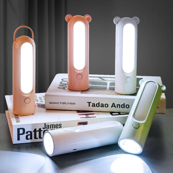 2 In 1 Led Camping Lantern And Flashlight Usb Rechargeable Dual Light Modes Bear Model White Lanterns