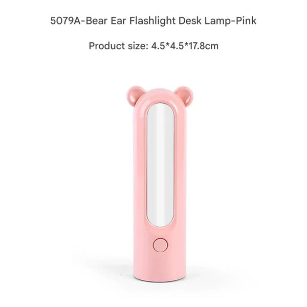 2 In 1 Led Camping Lantern & Flashlight Usb Rechargeable Dual Light Modes Bear Model Pink Lanterns