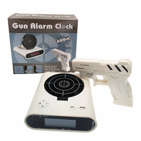 Gun Alarm Clock Target Shooting Alarm With Infrared Gun Recordable Alarm & Game Modes(White) Alarm Clocks & Clock Radios