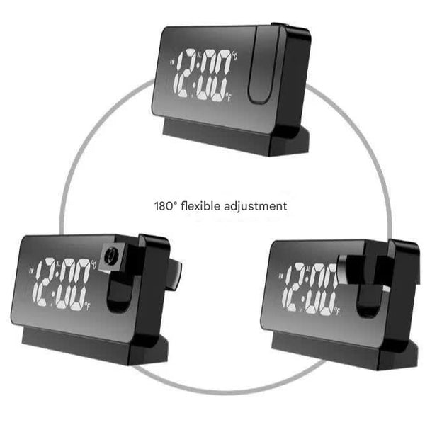 Led Digital Projection Alarm Clock Temperature Date Snooze & 180 Adjustable Projector(White Shell Light) Alarm Clocks & Clock Radios