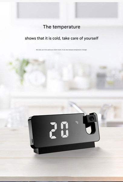 Led Digital Projection Alarm Clock Temperature Date Snooze & 180 Adjustable Projector(White Shell Light) Alarm Clocks & Clock Radios