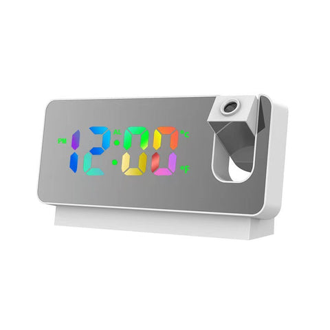 Led Digital Projection Alarm Clock Temperature Date Snooze & 180 Adjustable Projector(White Shell Color Screen) Alarm Clocks & Clock Radios