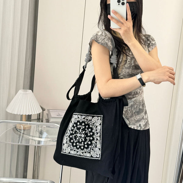 Printed Canvas Tote Bag Water Resistant Large Capacity Shoulder Bag With Intricate Pattern White Datura Flower Women's Bags & Handbags