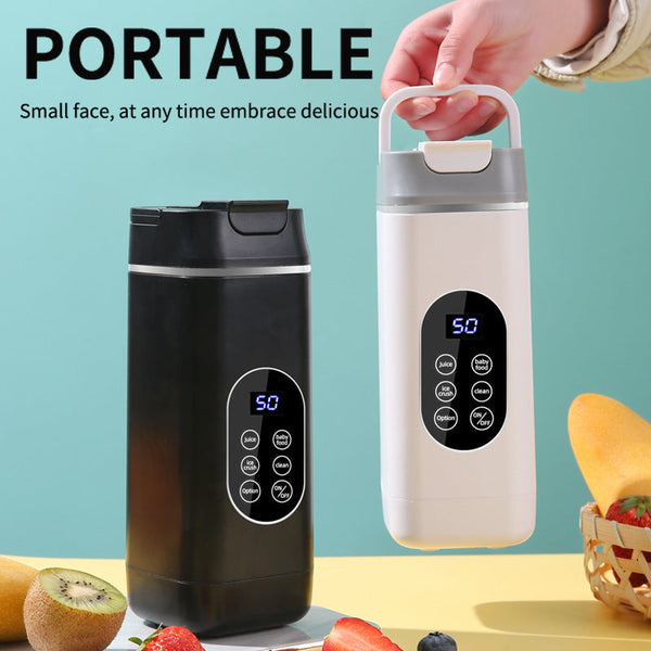 Wireless Portable Juicer Blender 420Ml, 12 Blades, 5 Hour Ice Storage, Digital Display & Usb C Charging Black Handheld Blenders