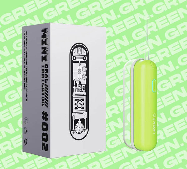 Mini Oral Irrigator Ipx68 Waterproof Uv Sterilization 3 Modes Magnetic Charging Green Dental Floss & Flossers