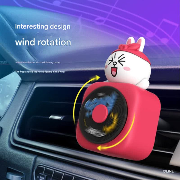 Car Air Freshener Cd Player Design With Spinning Record & Cute Character Topper(White Bunny) Air Fresheners